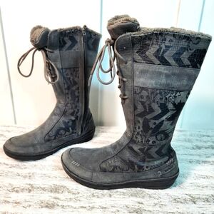 Teva "Kiru" Nubuck Tall Winter Sherpa Boot Aztec Grey Black | Women's Size 8